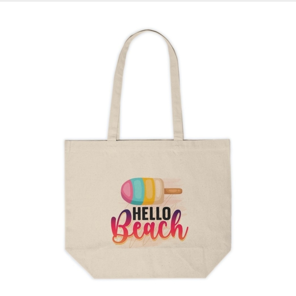 Hello Beach Custom Canvas Tote Bag